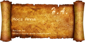 Hocz Anna névjegykártya